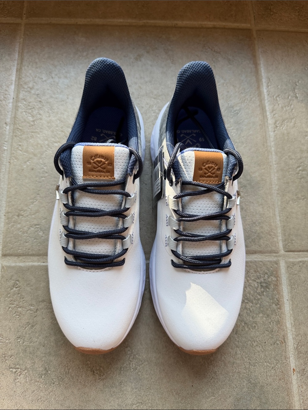 Callaway White and Navy Lightweight Golf Shoes with Tan Accents - Picture 6 of 6
